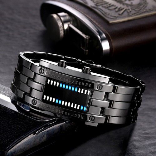Orologio digitale binario blu